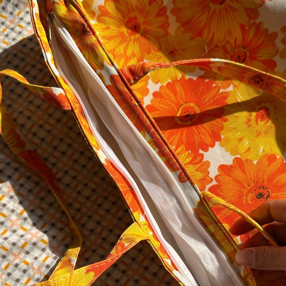 Vibrant Floral Tote Bag - Orange and Yellow - Picture 3 of 7